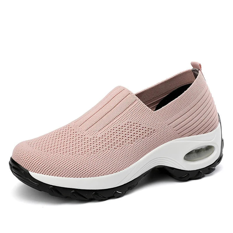 Women's Slip-On Orthopedic Walking Shoes with Mesh and Platform Sole