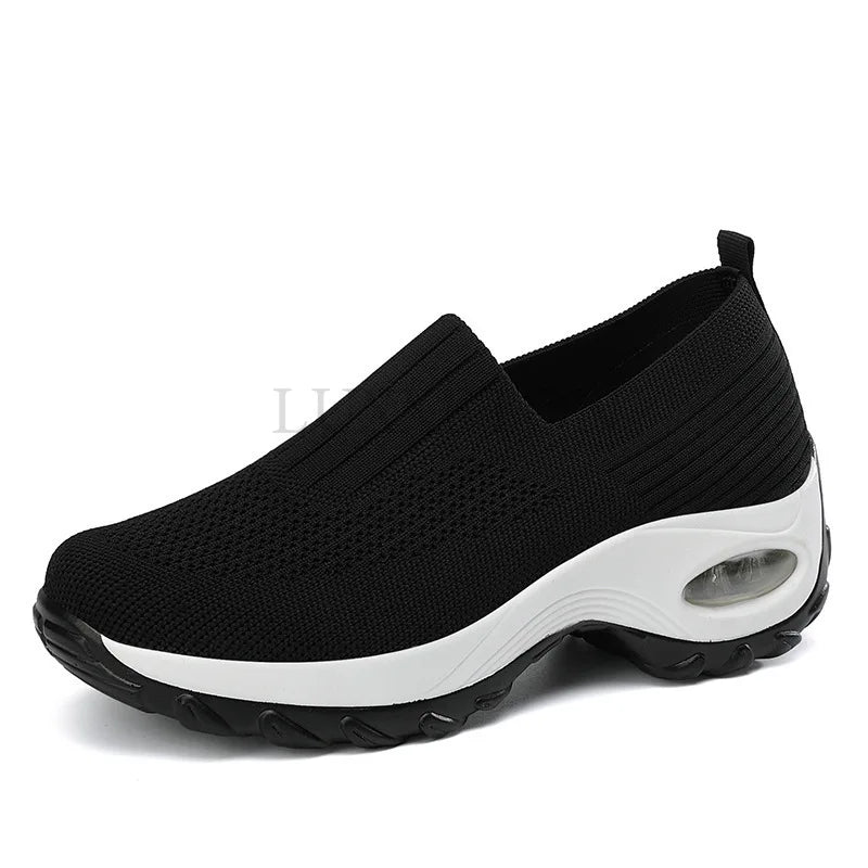 Women's Slip-On Orthopedic Walking Shoes with Mesh and Platform Sole