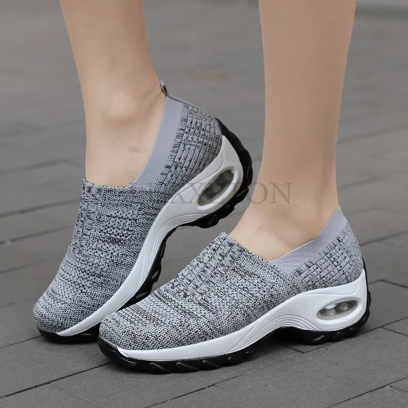 Women's Slip-On Orthopedic Walking Shoes with Mesh and Platform Sole