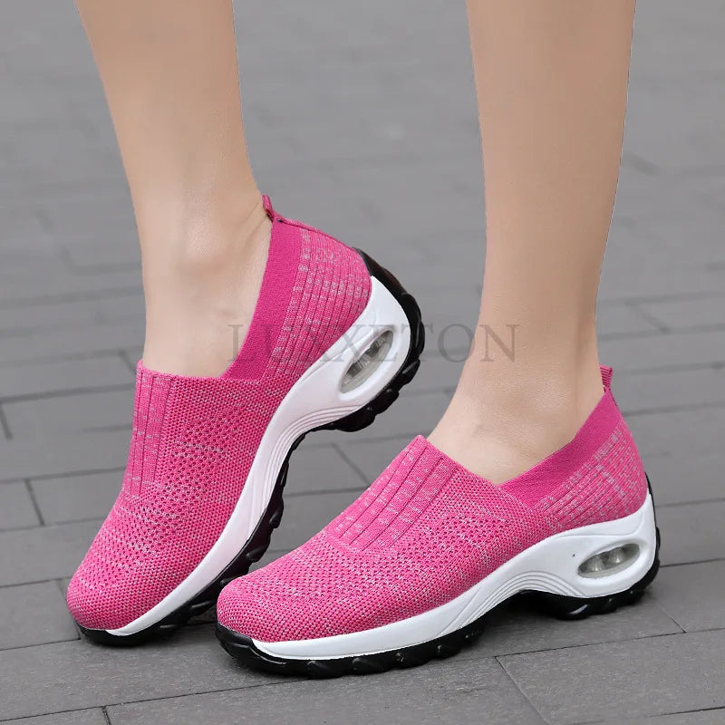Women's Slip-On Orthopedic Walking Shoes with Mesh and Platform Sole