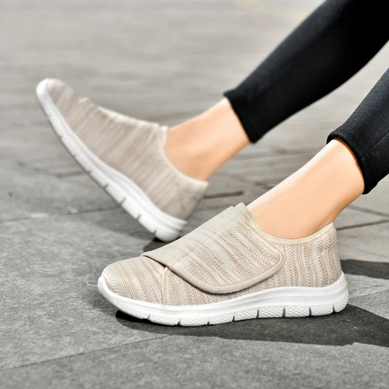 Women's Orthopedic Wide Feet Diabetic Shoes, Adjustable Eversion Casual Walking Shoes