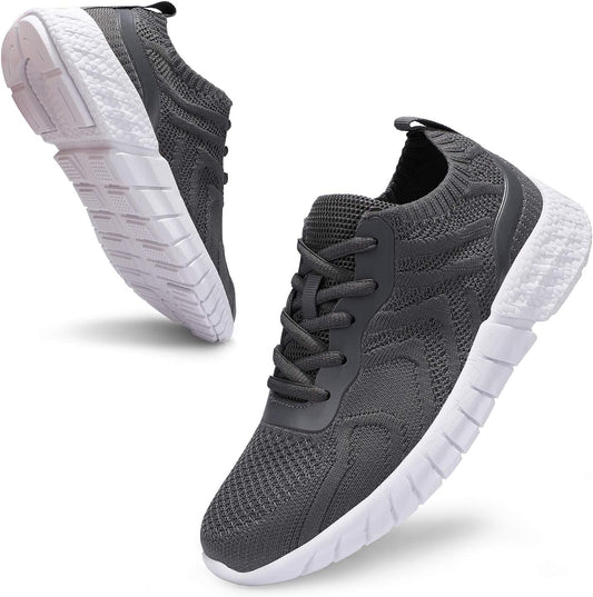 Womens Lightweight Breathable Mesh Fashion Sneakers Tennis Shoes Women Dark Grey Size 9