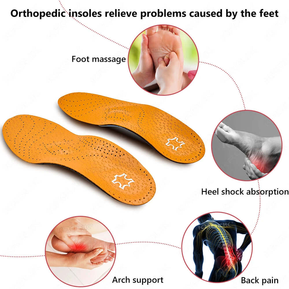 Orthotic Leather Insoles – Flat Feet & O/X Leg Support