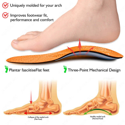 Orthotic Leather Insoles – Flat Feet & O/X Leg Support