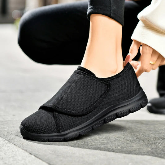 Women's Orthopedic Wide Feet Diabetic Shoes, Adjustable Eversion Casual Walking Shoes