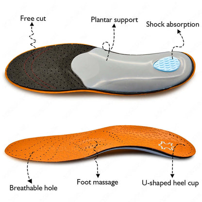 Orthotic Leather Insoles – Flat Feet & O/X Leg Support