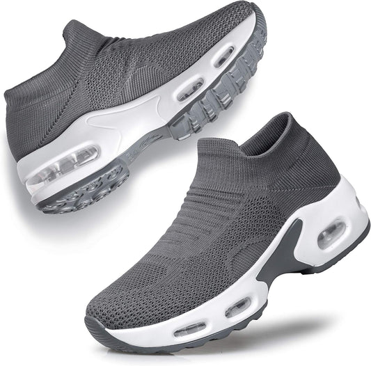 Women'S Walking Shoes Slip-On - Sock Sneakers Ladies Nursing Work Air Cushion Mesh Casual Running Jogging Shoes